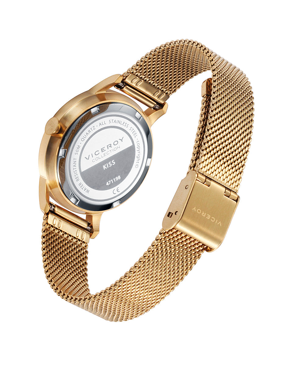 Reloj de Mujer Kiss Tres Agujas Acero Ip Dorado con Malla Milanesa de mujer - foto 2