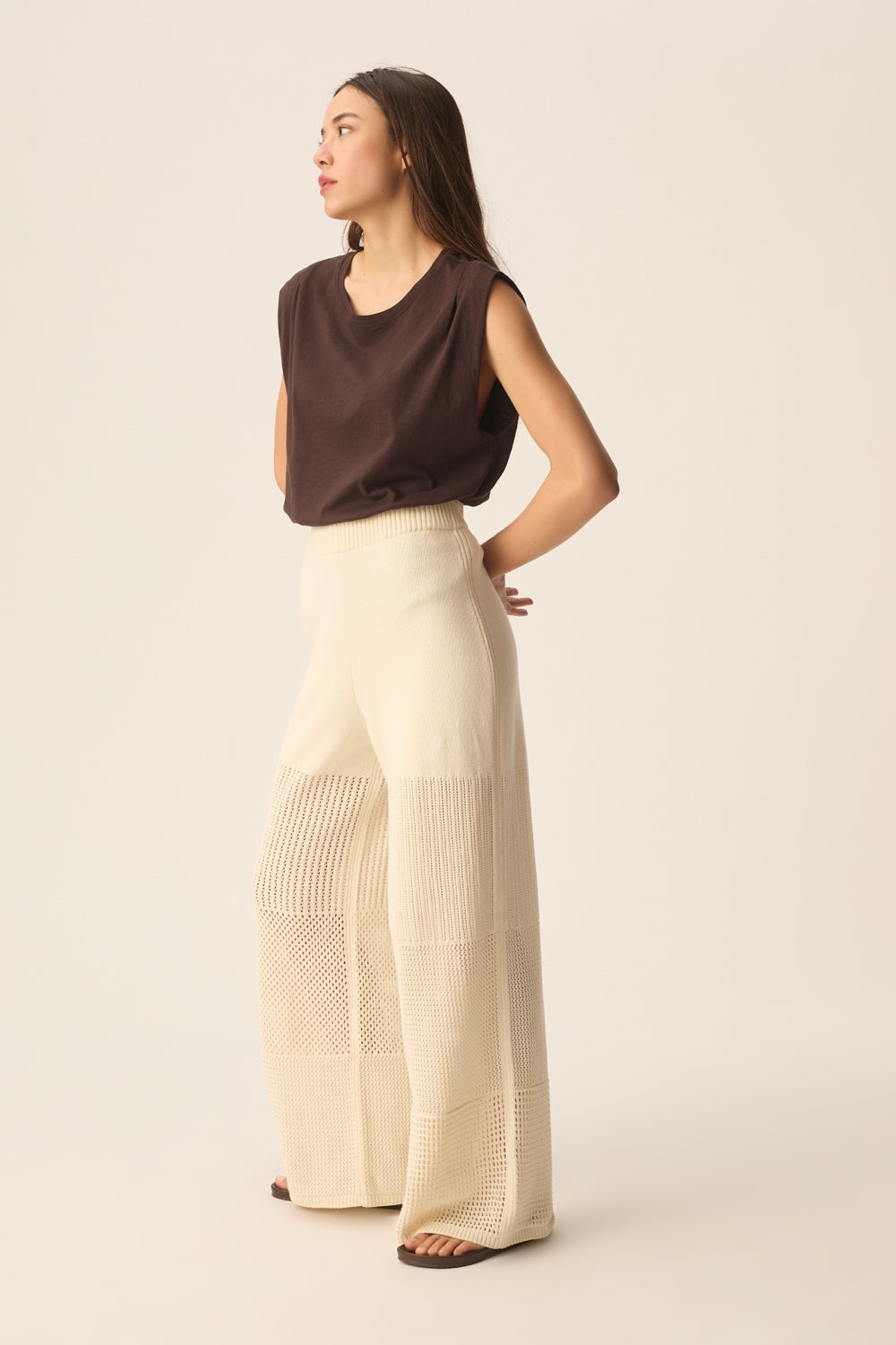 Pantalón Dello Crema de mujer - foto 5