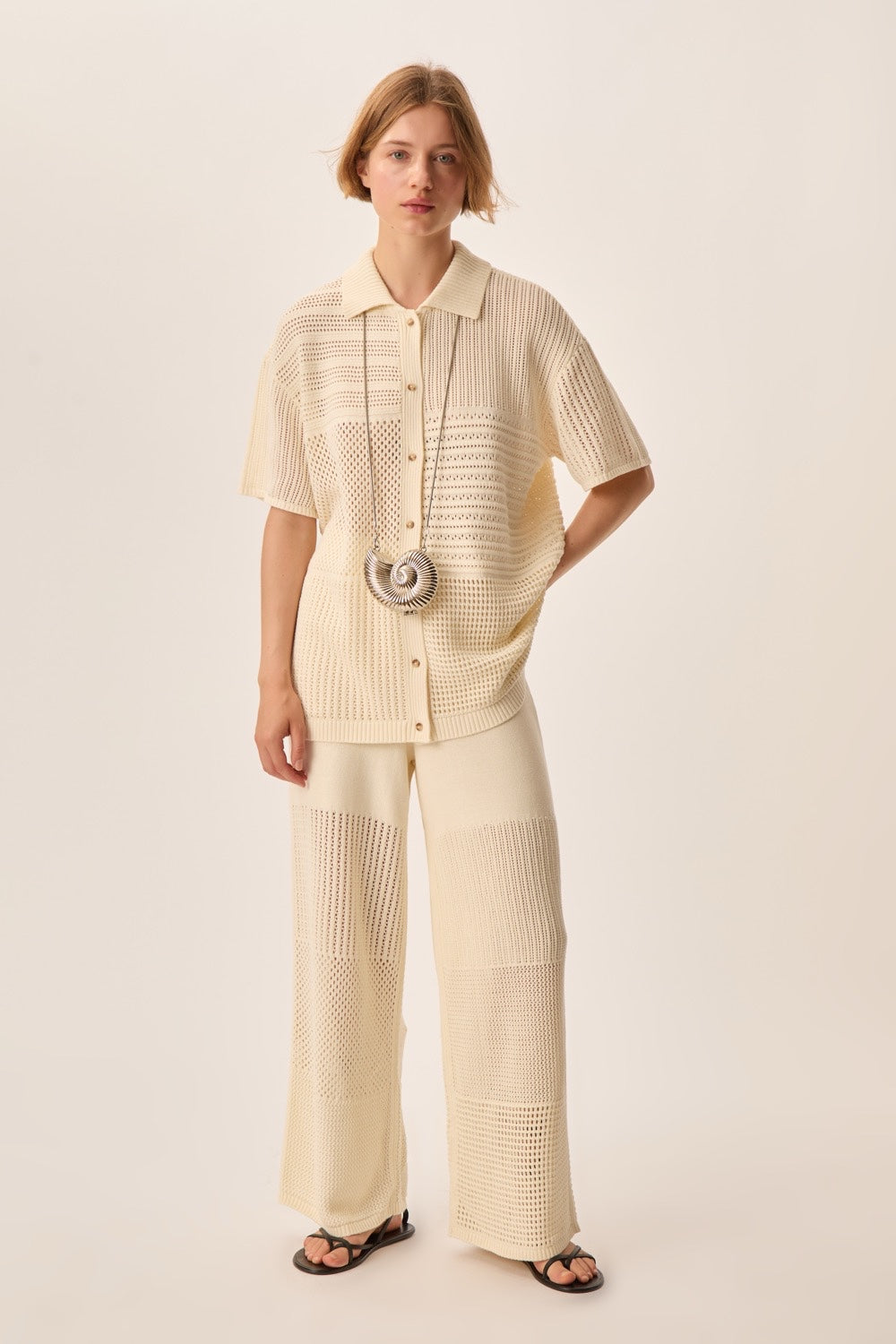 Pantalón Dello Crema de mujer - foto 8