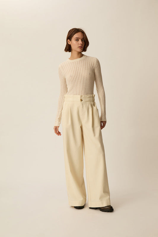 Pantalón Loulou Crema de mujer - foto 1