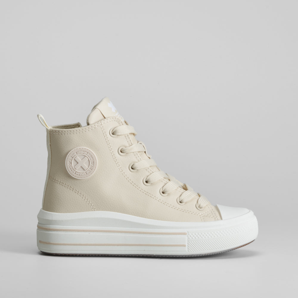 Zapatilla Alta Beige Cremallera Xti de mujer - foto 1