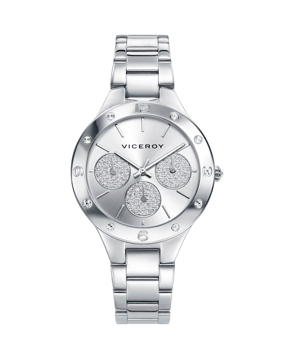 Reloj de Mujer Chic Multifunción de Acero y Esfera Plateada de mujer - foto 1