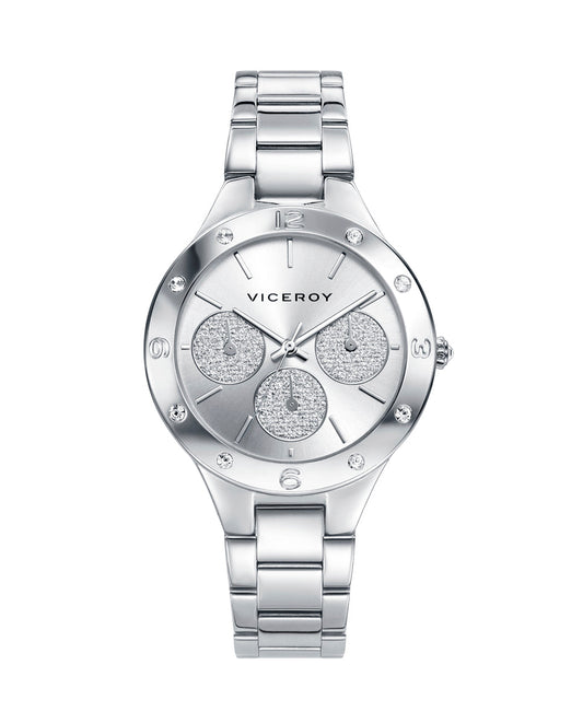 Reloj de Mujer Chic Multifunción de Acero y Esfera Plateada de mujer - foto 1