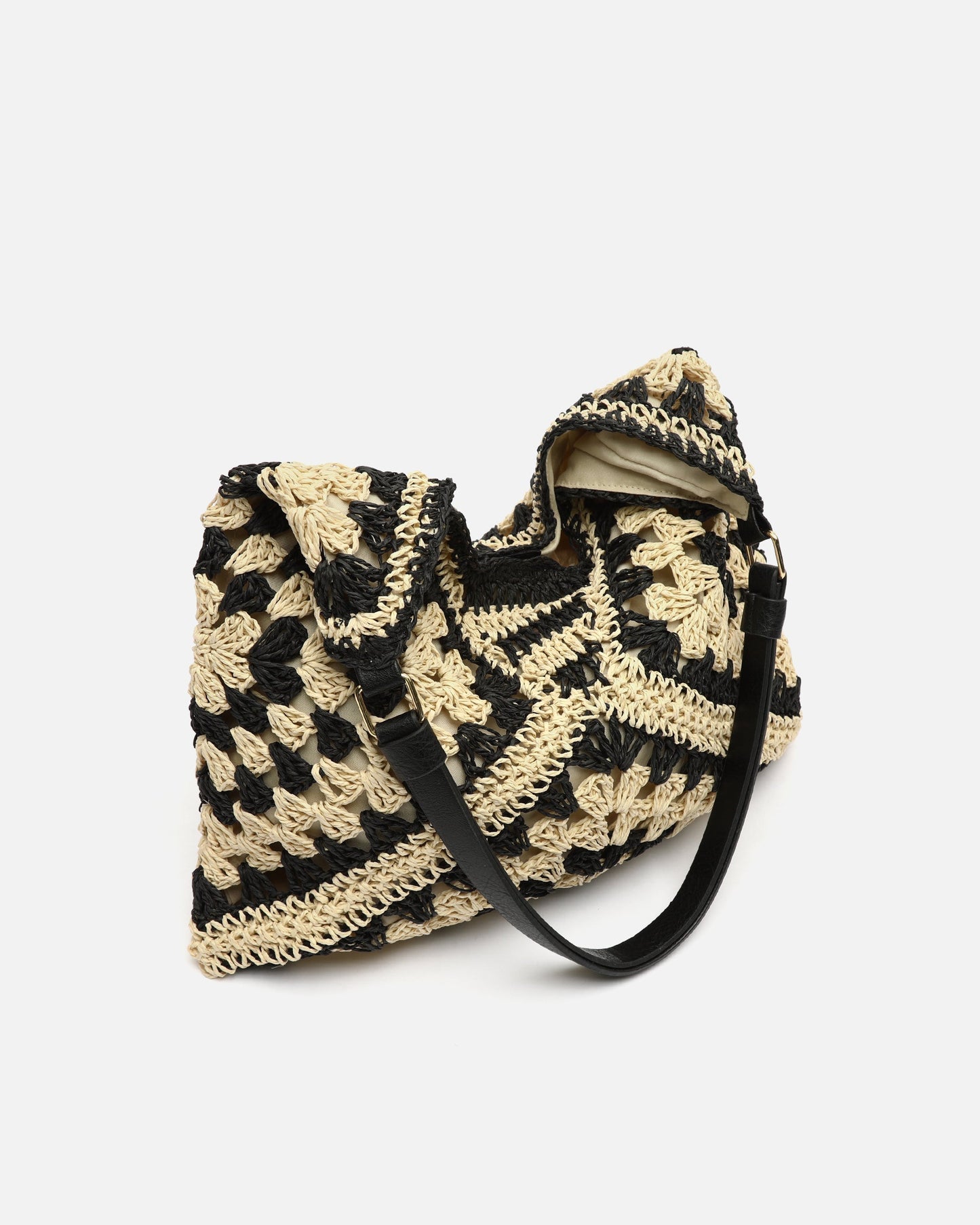 Ushu Bolso Hobo Efecto Rafia con Estampado de mujer - foto 8