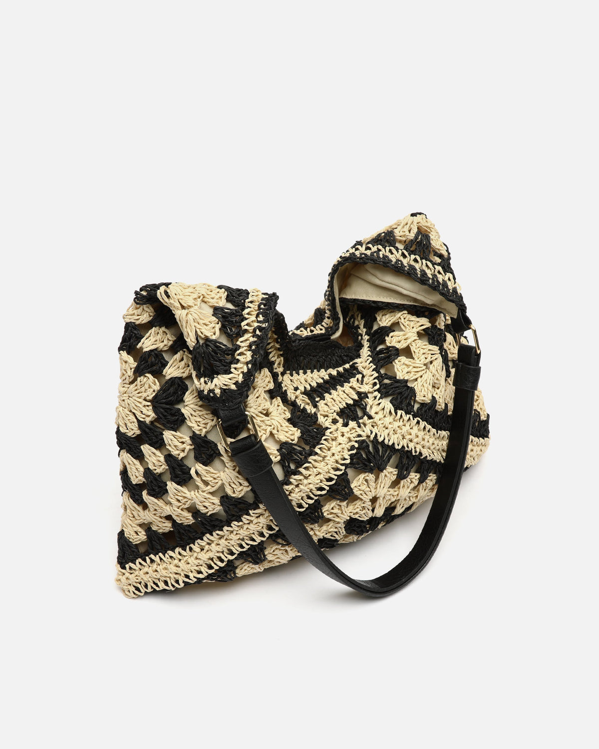 Ushu Bolso Hobo Efecto Rafia con Estampado de mujer - foto 8