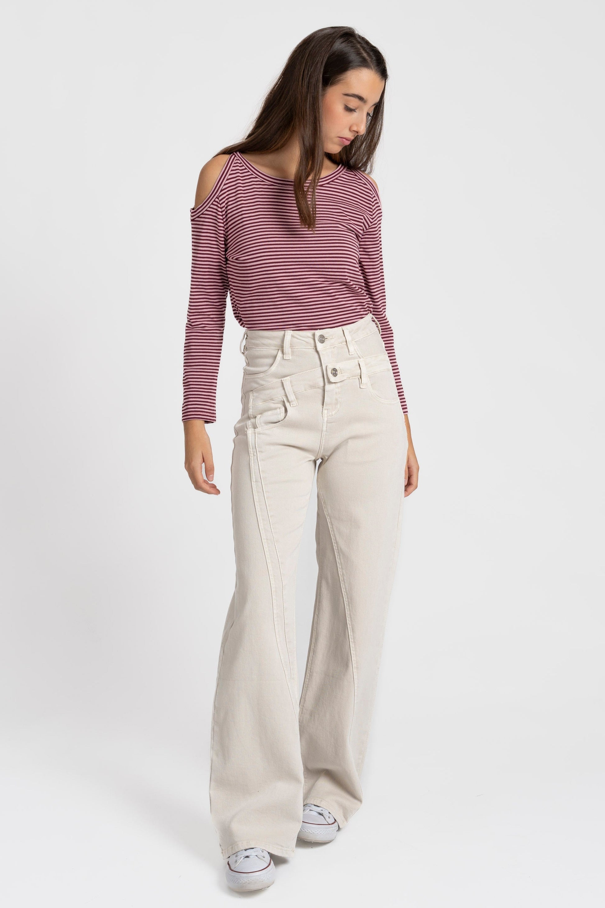 Jeans Zayelia Miss Urban de mujer, corte recto largo, botones asimétricos - imagen 2