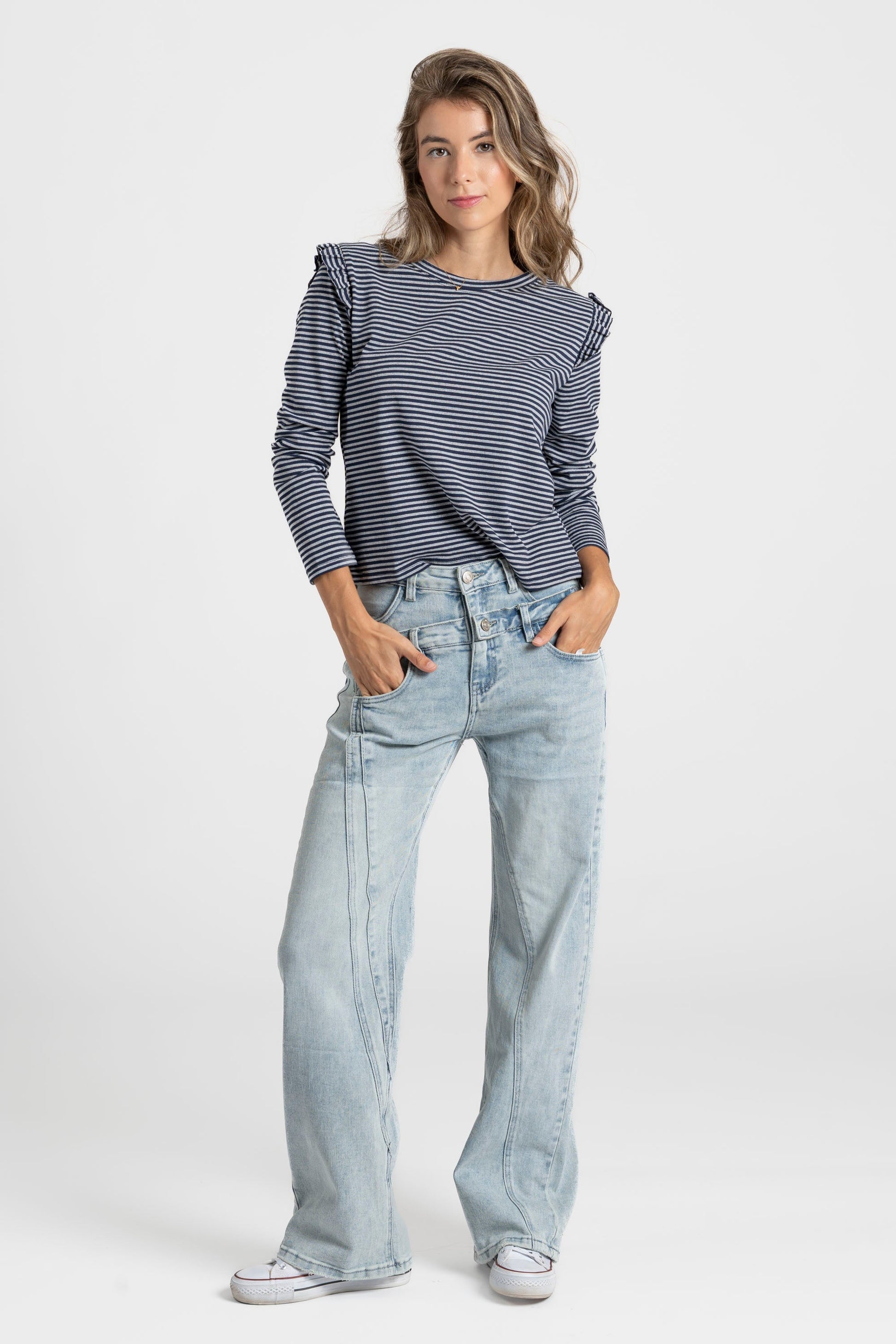 Jeans Zayelia Miss Urban de mujer, corte recto largo, botones asimétricos - imagen 5