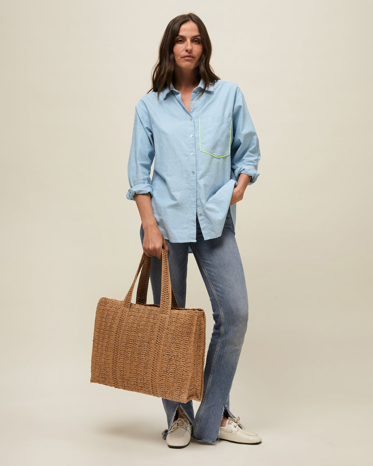 Cuadri Bolso Shopper Grande Efecto Rafia de mujer - foto 8