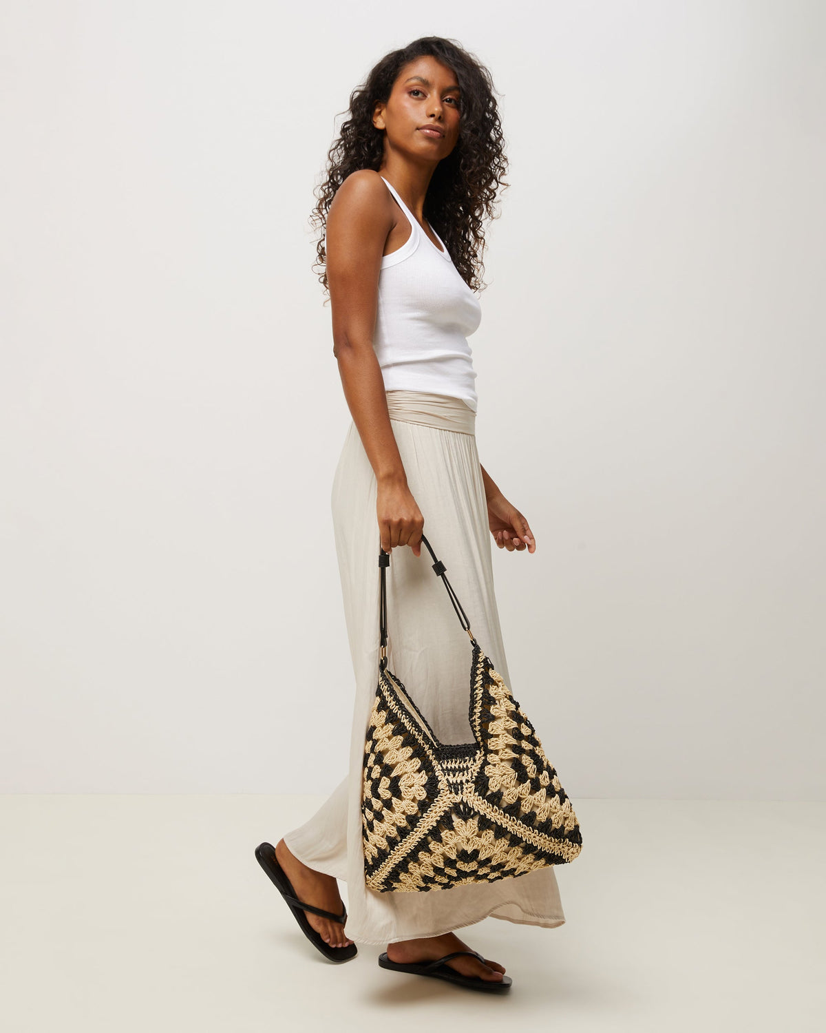 Ushu Bolso Hobo Efecto Rafia con Estampado de mujer - foto 5
